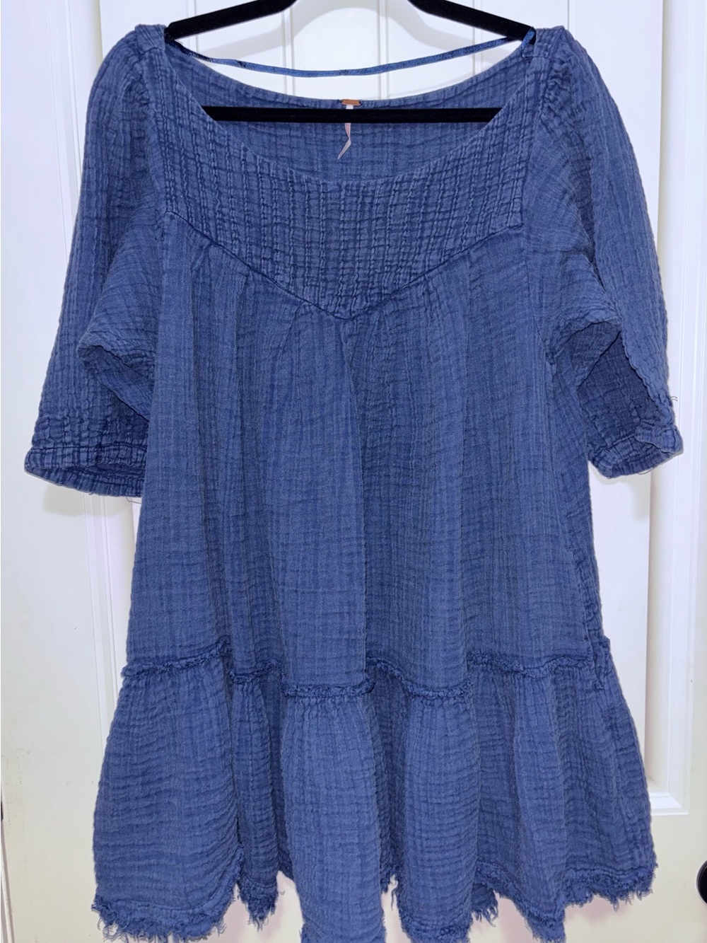 Free People Navy Gauze Tiered Mini Dress